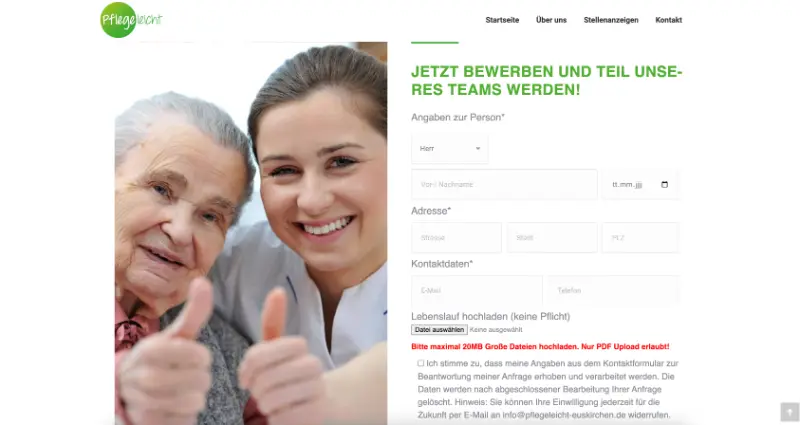 Website Detail Ansicht